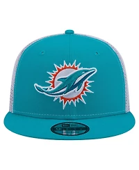 New Era Men's Aqua Miami Dolphins Core Team 9FIFTY Trucker Snapback Hat