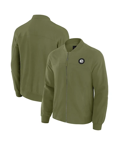 J. Palmer Men's Olive Pittsburgh Steelers Lightweight Cover-4 Tri-Blend Full-Zip Jacket