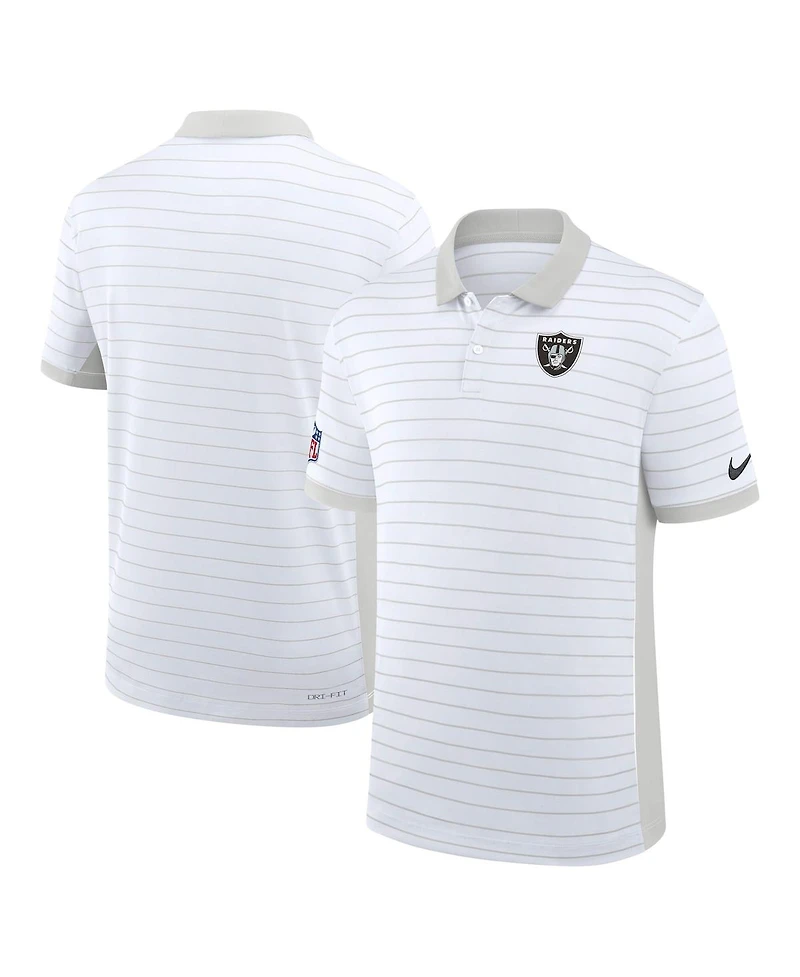 Nike Men's White Las Vegas Raiders Sideline Victory Stripe Dri-fit Polo Shirt
