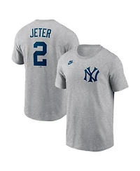 Nike Men's Derek Jeter Heather Gray New York Yankees Cooperstown Collection Name Number T-Shirt