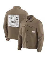 Fanatics Men's Tan New York Jets Trucker Full-Button Jacket