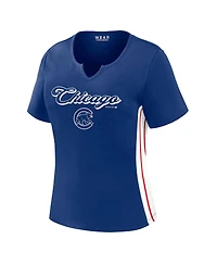 Wear by Erin Andrews Women's Royal Chicago Cubs Notch Neck Cropped T-Shirt