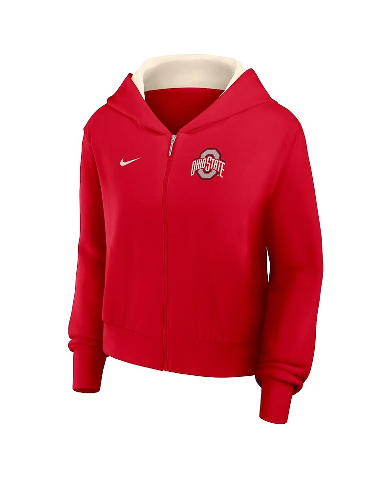 Nike Women's Scarlet Ohio State Buckeyes Mantra Cropped Full-Zip Hoodie