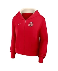 Nike Women's Scarlet Ohio State Buckeyes Mantra Cropped Full-Zip Hoodie