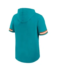 Fanatics Men's Aqua Miami Dolphins Optimal Play Short Sleeve Hooded T-Shirt