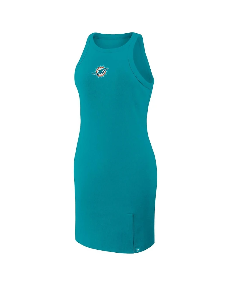 Fanatics Women's Aqua Miami Dolphins Push Beyond Tri-Blend Ribbed Sleeveless Dress