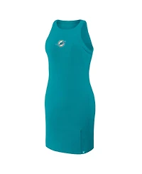 Fanatics Women's Aqua Miami Dolphins Push Beyond Tri-Blend Ribbed Sleeveless Dress