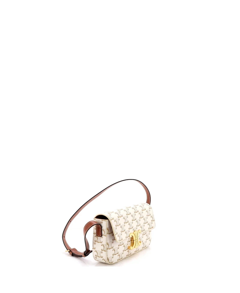 Pre-Owned Celine Triomphe East-West Shoulder Bag Triomphe Coated Canvas