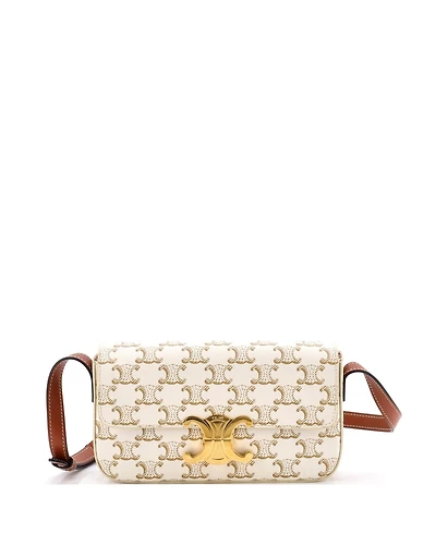 Pre-Owned Celine Triomphe East-West Shoulder Bag Triomphe Coated Canvas