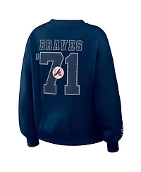 Wear by Erin Andrews Women's Navy Atlanta Braves Heavyweight Crew Neck Sweatshirt