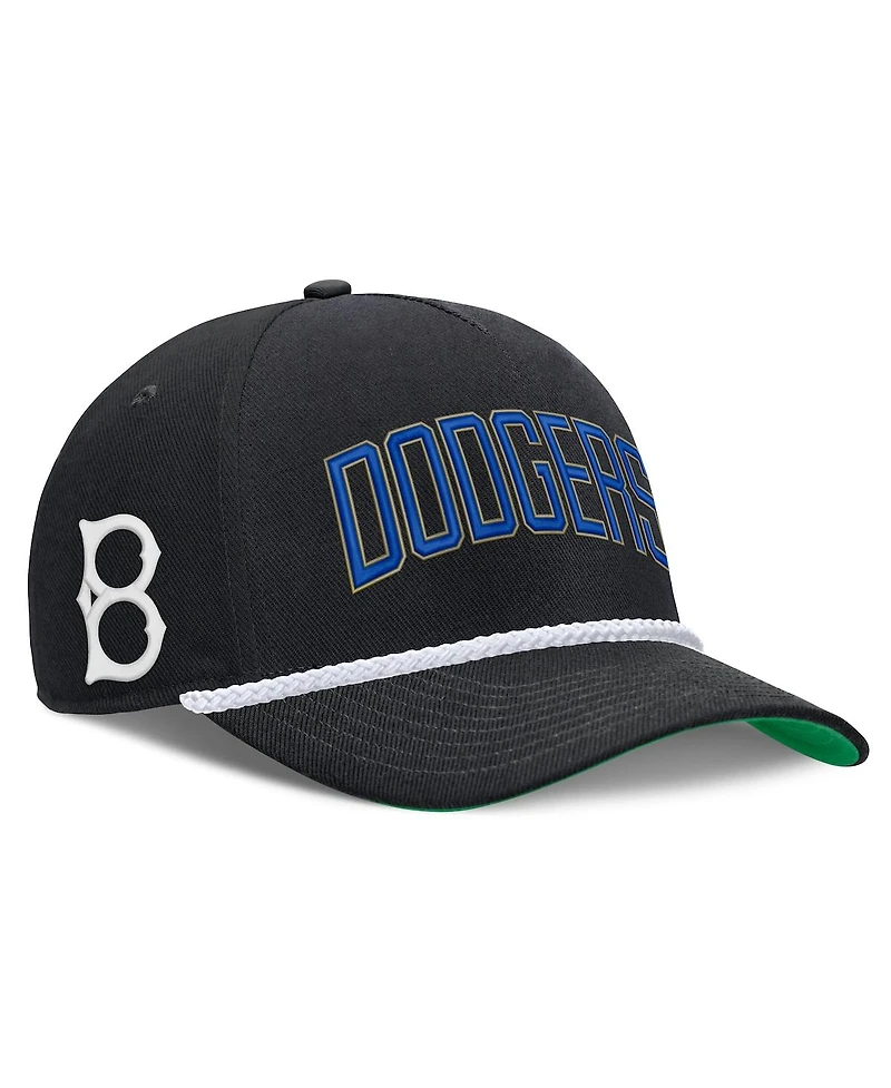 Nike Men's Black Brooklyn Dodgers Cooperstown Collection Rise Adjustable Hat