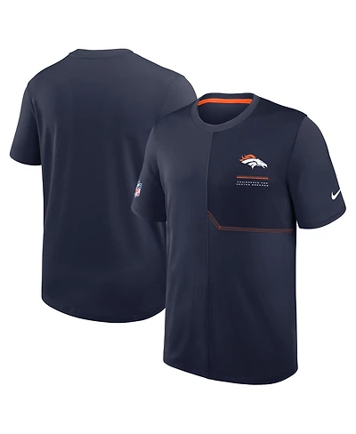 Nike Men's Navy Denver Broncos Sideline Uv Dri-fit Coaches Shirt