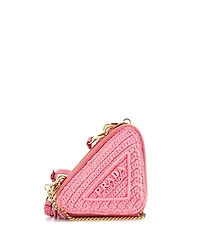 Pre-Owned Prada Mini Triangle Logo Zip Around Shoulder Bag Raffia and Leather