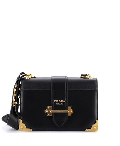 Pre-Owned Prada Large Cahier Crossbody Bag Leather and Saffiano Leather