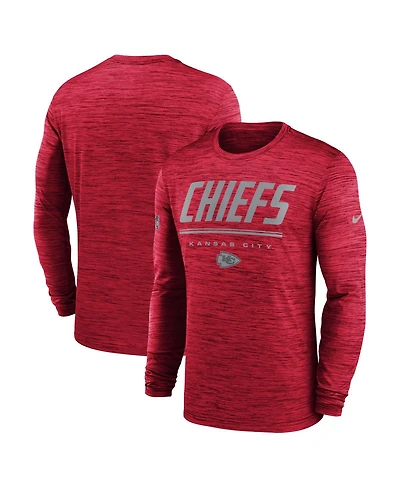 Nike Men's Red Kansas City Chiefs Sideline Offensive Transition Velocity Dri-fit Long Sleeve T-Shirt