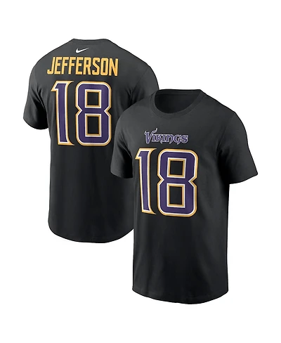 Nike Men's Justin Jefferson Black Minnesota Vikings Carbon Name Number T-Shirt