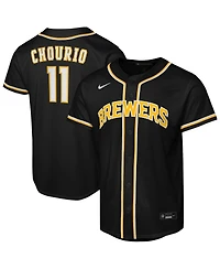 Nike Big Boys and Girls Jackson Chourio Black Milwaukee Brewers Fashion Replica Player Jersey