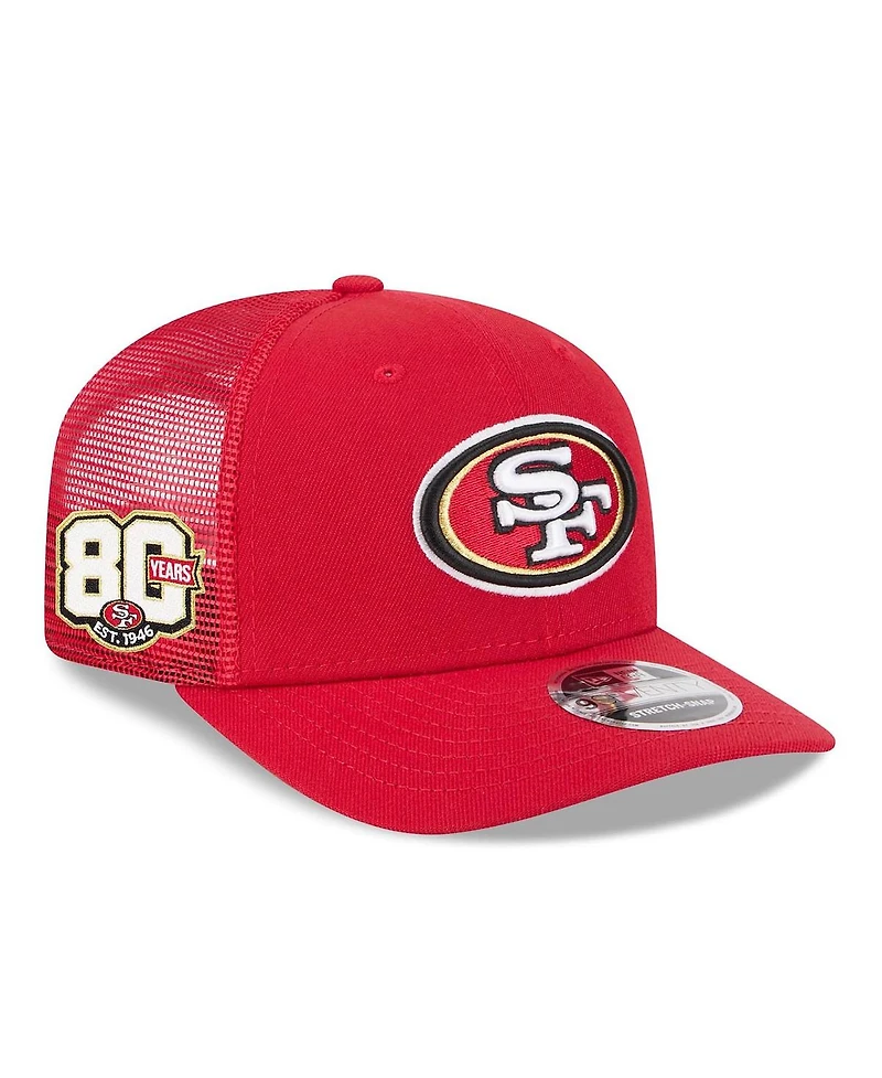 New Era Men's Scarlet San Francisco 49ers 80th Anniversary Side Patch 9SEVENTY Trucker Adjustable Hat