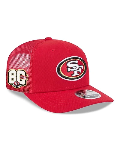 New Era Men's Scarlet San Francisco 49ers 80th Anniversary Side Patch 9SEVENTY Trucker Adjustable Hat