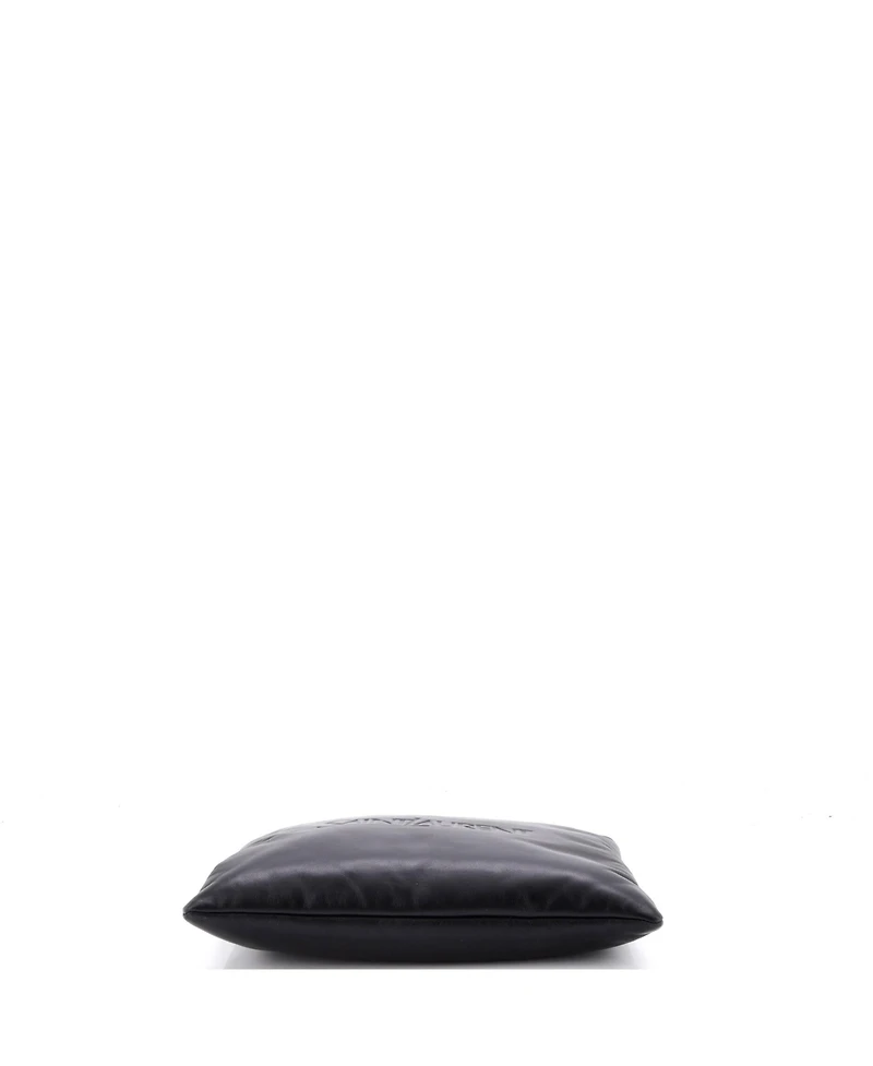 Pre-Owned Saint Laurent Large Logo Puffy Pouch Embossed Leather