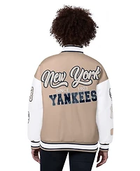 Starter Women's Sand New York Yankees Free Ball Varsity Jacket