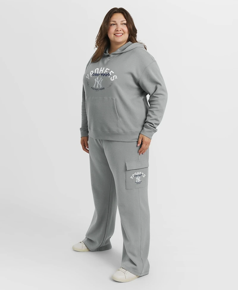Wear by Erin Andrews Women's Gray New York Yankees Plus Waffle-Knit Long-Sleeve Hoodie Lounge Pant Set
