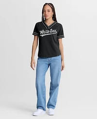 Fanatics Women's Black Chicago White Sox Diva Race Ahead Raglan V-Neck T-Shirt