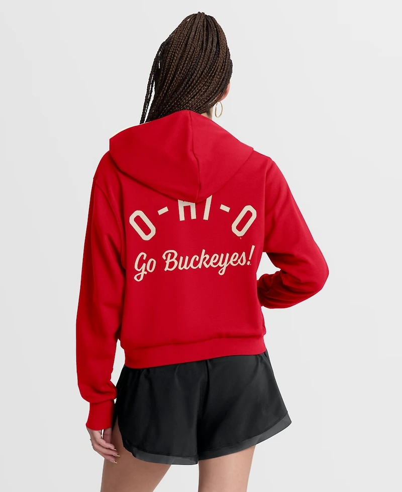 Nike Women's Scarlet Ohio State Buckeyes Mantra Cropped Full-Zip Hoodie