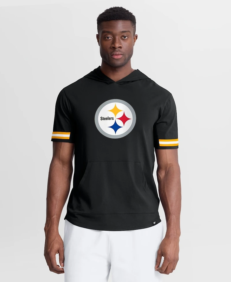 Fanatics Men's Black Pittsburgh Steelers Optimal Play Short Sleeve Hooded T-Shirt