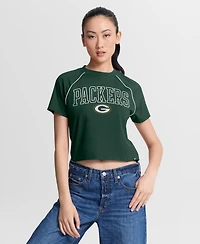 Fanatics Women's Green Bay Packers Offensive Scheme Raglan Tri-Blend Cropped Top