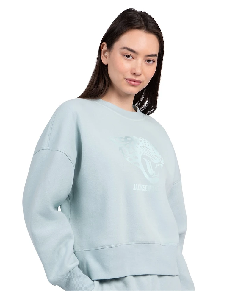 Starter Women's Mint Jacksonville Jaguars Travel Pastels Boxy Fleece Sweatshirt