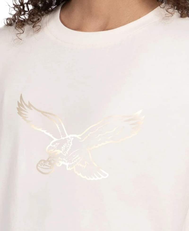 Starter Women's Cream Philadelphia Eagles Pastel Travel Boxy Cropped T-Shirt