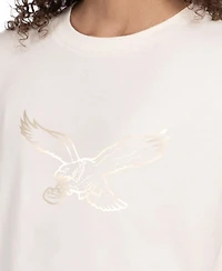 Starter Women's Cream Philadelphia Eagles Pastel Travel Boxy Cropped T-Shirt