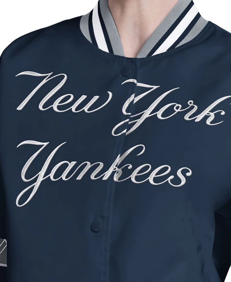 Starter Women's Navy New York Yankees Interception Full-Snap Varsity Jacket