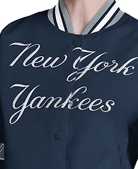 Starter Women's Navy New York Yankees Interception Full-Snap Varsity Jacket