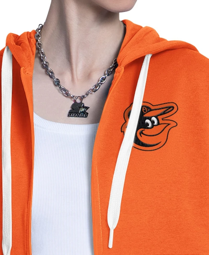 Starter Women's Orange/Heather Gray Baltimore Orioles Wishbone Full-Zip Hoodie