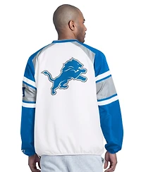Starter Men's White Detroit Lions Infield Play Raglan Pullover Jacket