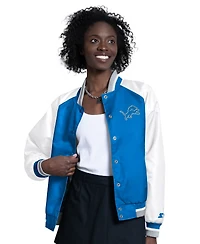 Starter Women's Blue/White Detroit Lions Raglan Blitz Full-Snap Varsity Jacket