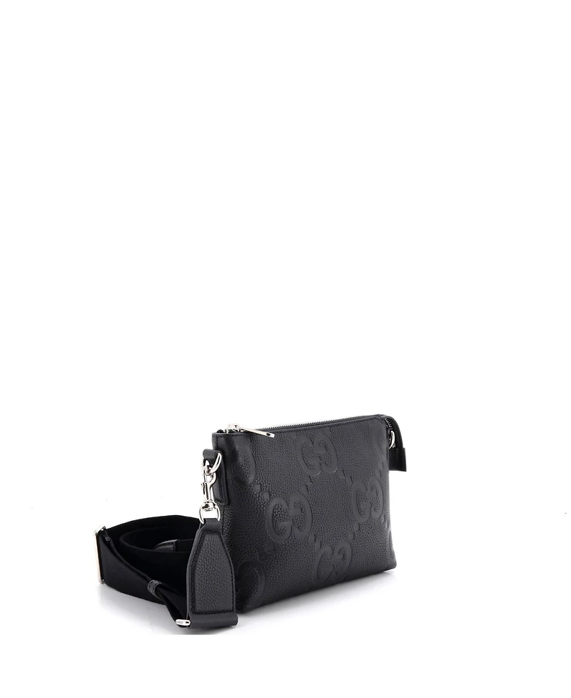 Pre-Owned Gucci Small Zip Messenger Bag Jumbo Gg Embossed Leather