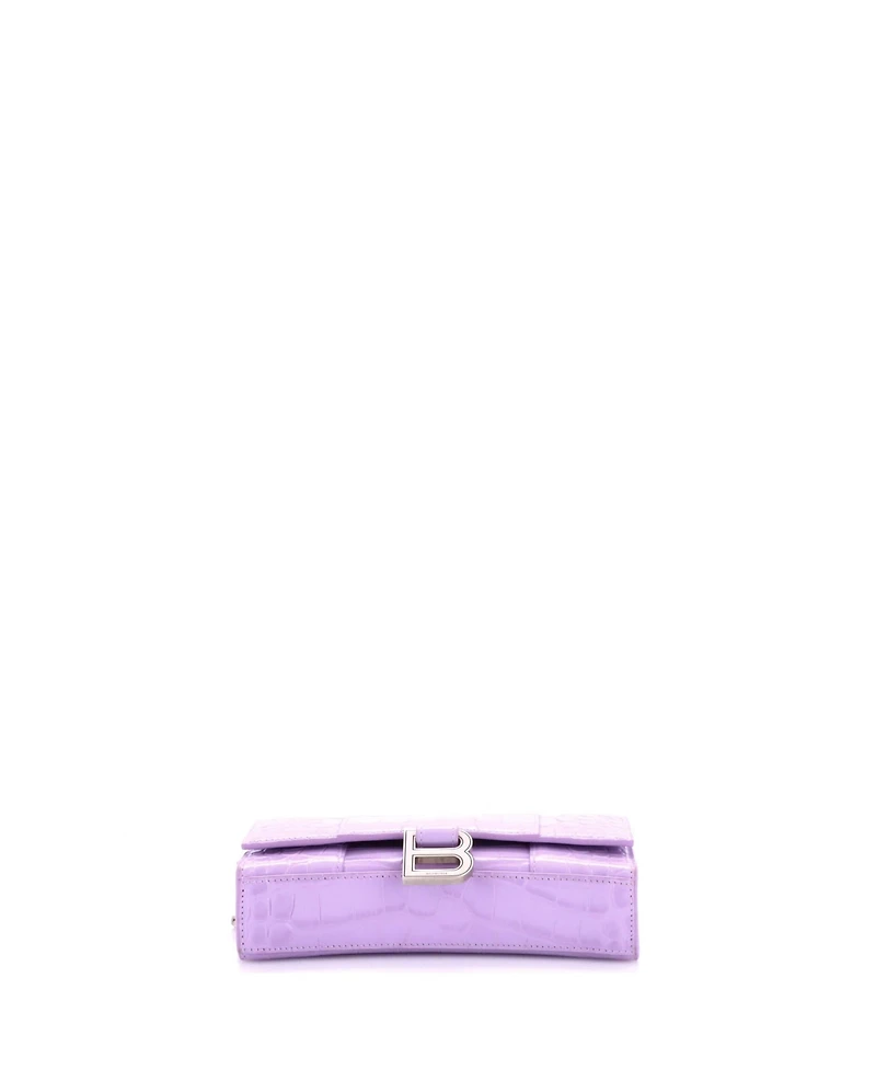 Pre-Owned Balenciaga Hourglass Chain Wallet Embossed Leather