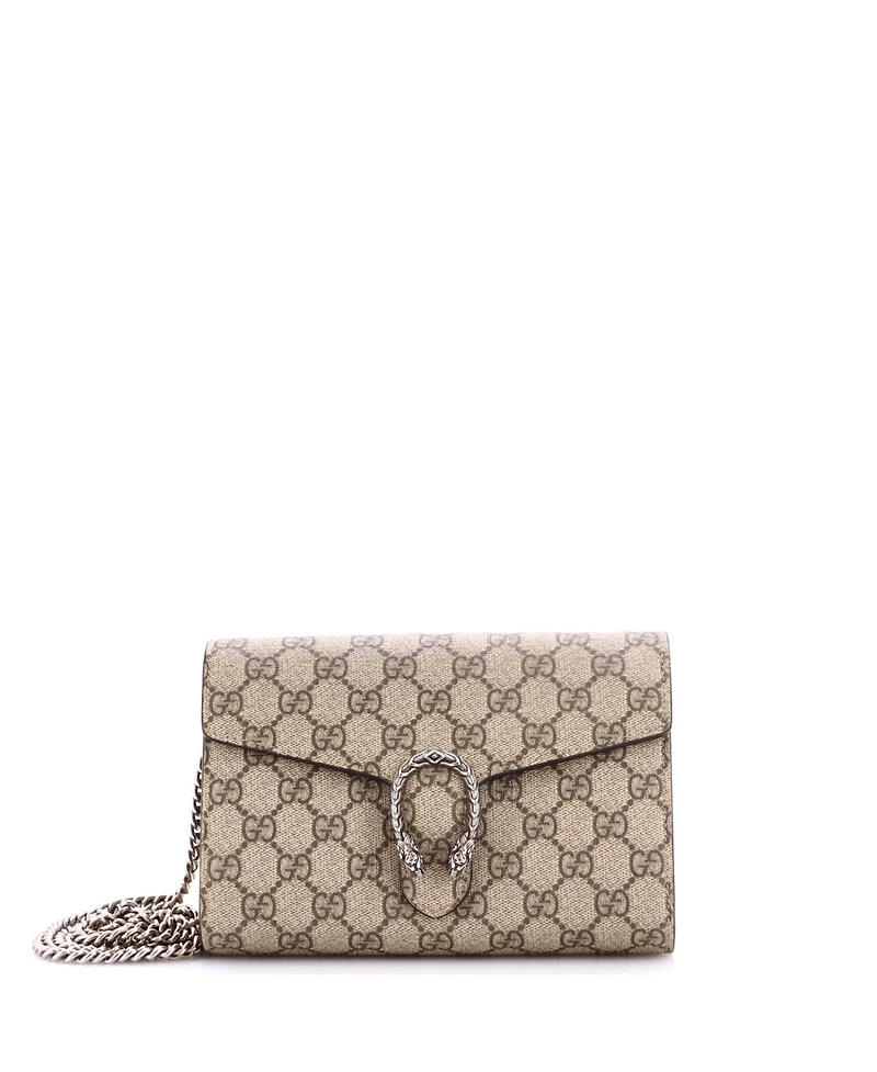 Pre-Owned Gucci Small Dionysus Chain Wallet Gg Coated Canvas