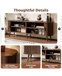 Rainsken 70-inch Modern Tv Stand, with Sliding Doors, for Tvs up to 80 inches, Media TV Console Table, for Living Room, Offices