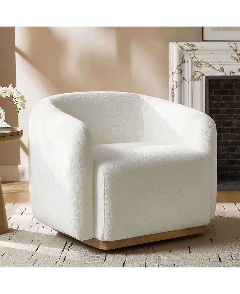 Hulala Home Berklie Modern Boucle Chenille Swivel Armchair with Solid Wood Base