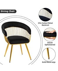 Dyhome Mid-Century Modern Glam Velvet Dining Chairs Set of 2