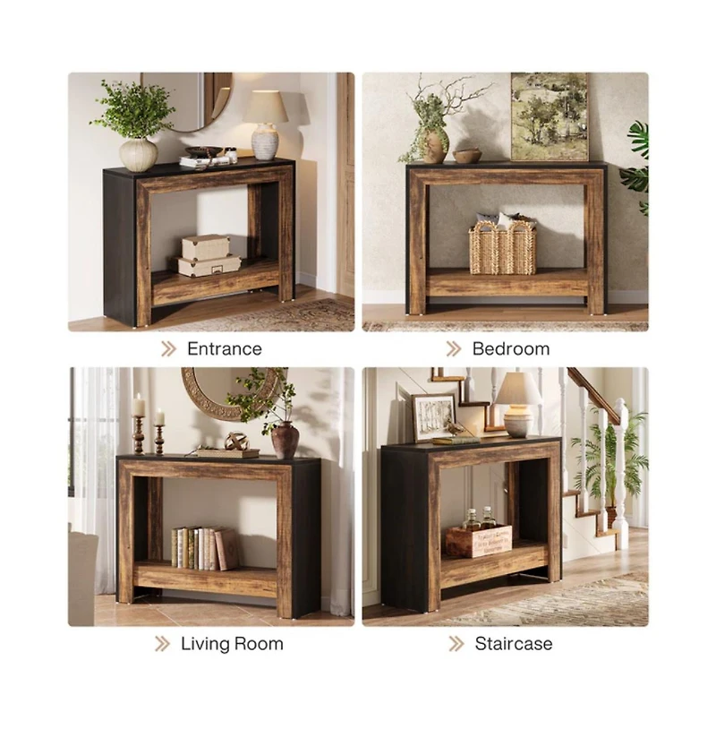 Slickblue Farmhouse Style Hallway Console Table with Open Storage Shelf for Home Entry