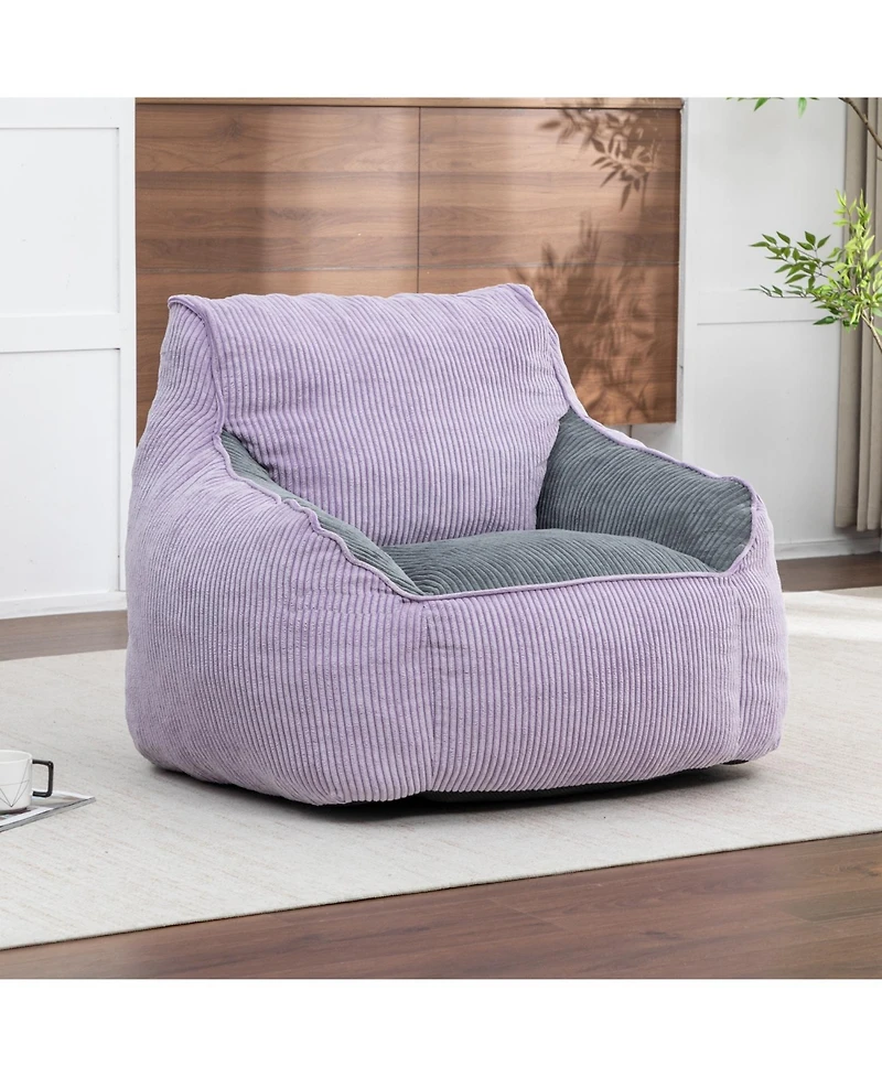 Rainsken Bean Bag Chair, Comfy Corduroy Large with Filler Included, Soft Beanbag Chairs, Ergonomic, for Bedroom and Living Room
