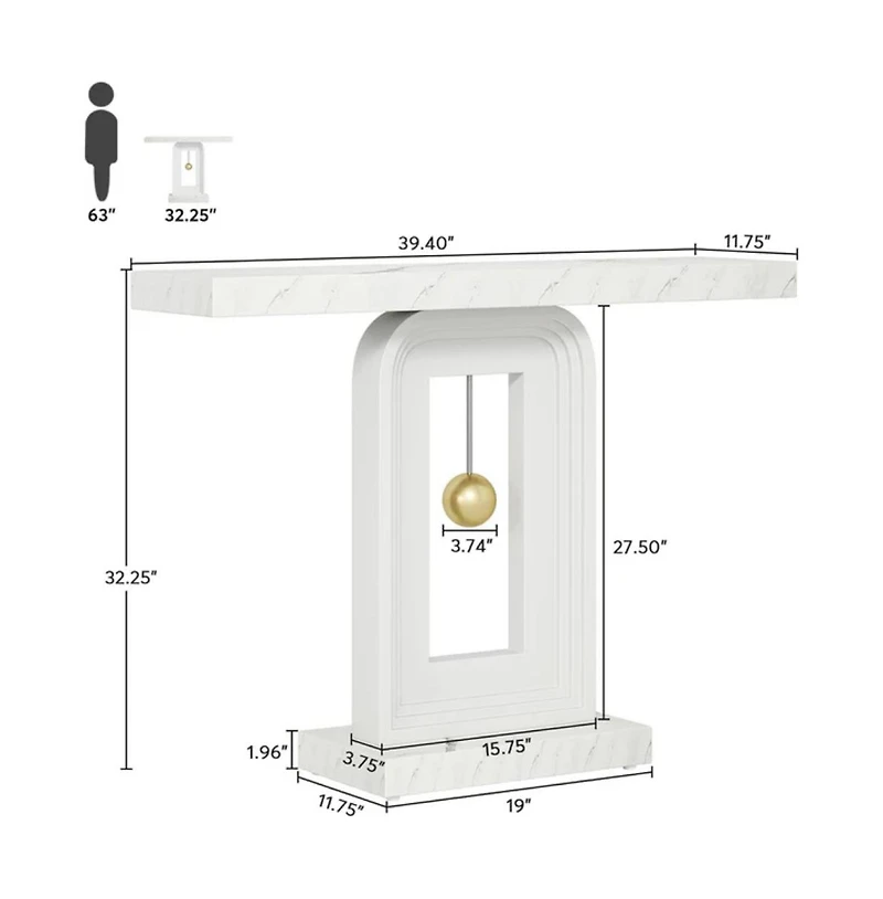 Slickblue Elegant Console Sofa Table with Gold Decor for Entryway and Home Accent Display