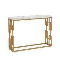 Slickblue Contemporary Console Table with Faux Marble Tabletop for Hallway and Entryway