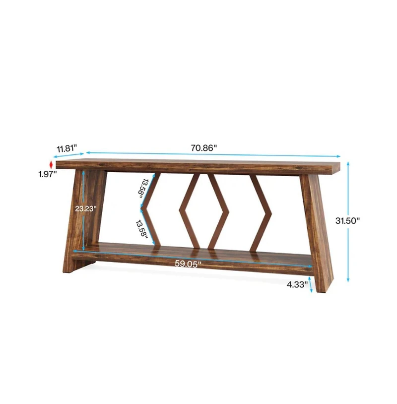 Slickblue Entryway Console Table with Storage Shelves for Living Room and Hallway Decor