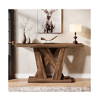 Slickblue Entryway Console Table with Geometric Base, Farmhouse Style Accent Furniture